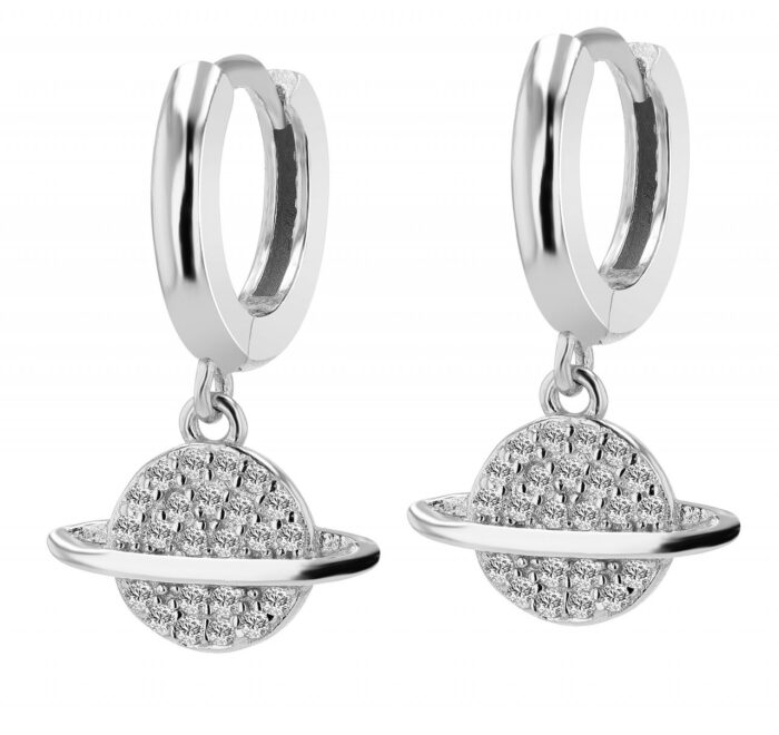 Echt Silber Creolen mit Anhänger "Tiara" mit Zirkonia, vergoldet oder rhodiniert - Image 4
