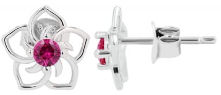 925/- Sterlingsilber Ohrstecker "Luz", Blume mit gefasstem Zirkonia, rhodiniert