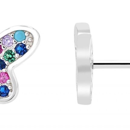 925/- Echt Silber Ohrstecker "Sophia", Schmetterling mit buntem Besatz, rhodi...