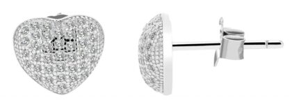 925/- Echt Silber Ohrstecker "Luciana", Herz mit Besatz, rhodiniert