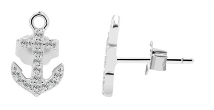 925/- Echt Silber Ohrstecker "Aneirin", Anker, rhodiniert