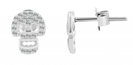 925/- Echt Silber Totenkopf-Ohrstecker "Tyria", rhodiniert