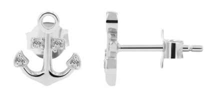 925/- Echt Silber Ohrstecker "Lysa", Anker mit Besatz, rhodiniert oder vergoldet