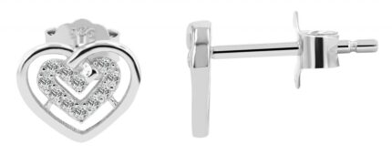 925/- Echt Silber Herz-Ohrstecker "Ondina", rhodiniert