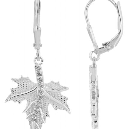 Ohranhänger "Esmee" aus 925/- Silber, rhodiniert, in Form eines Ahornblattes
