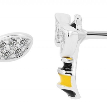 925er Sterlingsilber Kinderohrstecker, Biene mit Emaille & Zirkonia, rhodiniert
