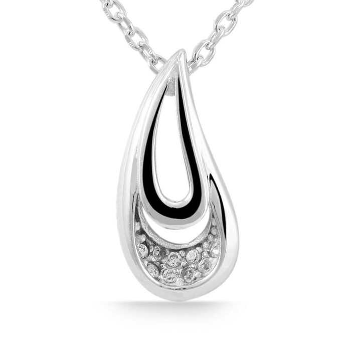 925/- Echt Silber Anhänger ohne Kette "Maiga", tropfenform, Zirkoniabesatz, 9... - Image 1