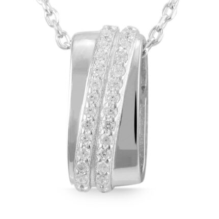 925/- Echt Silber Anhänger ohne Kette "Mhairi", oval mit diagonalen Zirkoniab...