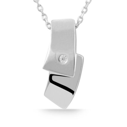 925/- Echt Silber Anhänger "Senga" mit Zirkoniabesatz, ohne Kette, 925/rhodin...