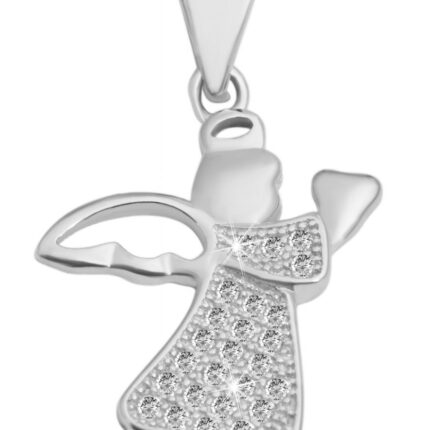 925/- Echt Silber Engel Anhänger "Angelika" ohne Kette, Zirkonia besetzt, 925...