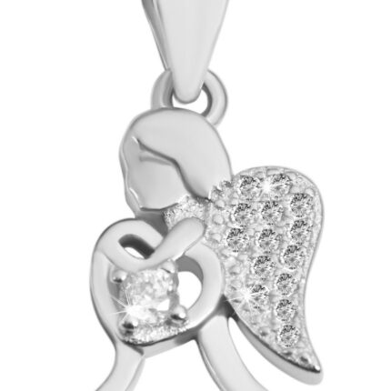 925/- Echt Silber Anhänger ohne Kette "Beheshta", Engel mit Herz und Zirkonia...