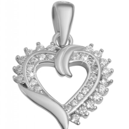 925/- Echt Silber Anhänger ohne Kette "Rana", Herz mit gefassten Zirkoniastei...