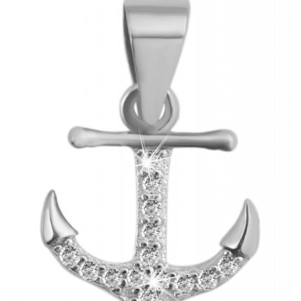 925/- Echt Silber Anhänger ohne Kette "Narges", Anker mit Zirkoniabesatz, 925...
