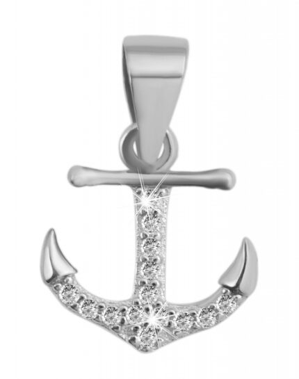 925/- Echt Silber Anhänger ohne Kette "Narges", Anker mit Zirkoniabesatz, 925...