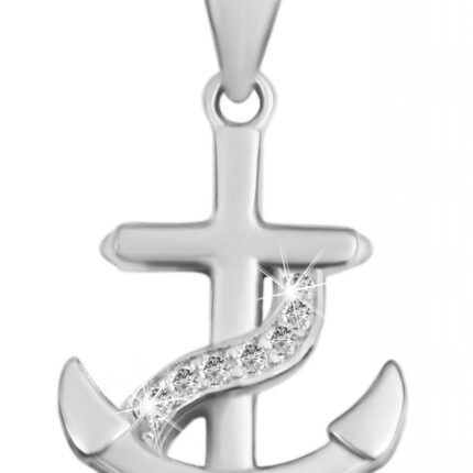 925/- Echt Silber Anhänger ohne Kette "Nilofar", Anker mit Zirkoniabesatz, 92...