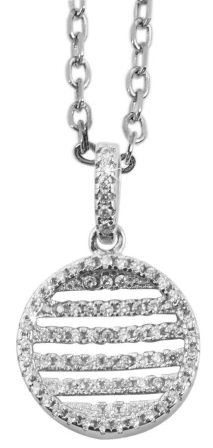925/- Echt Silber Anhänger ohne Kette "Maram", rund mit Zirkoniabesatz, 925/r...
