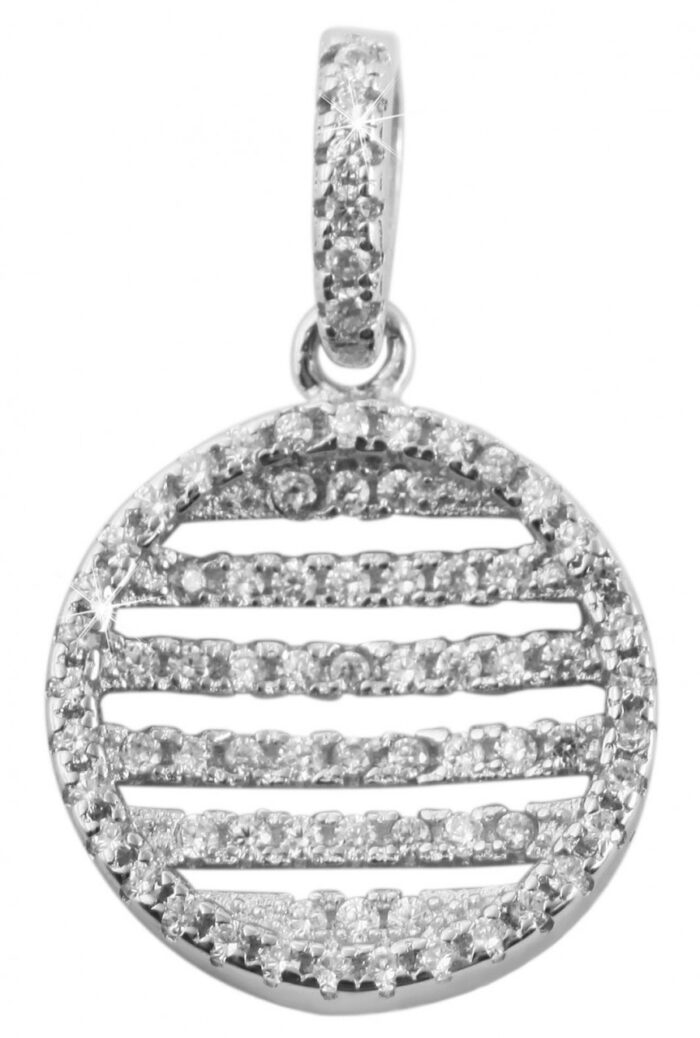 925/- Echt Silber Anhänger ohne Kette "Maram", rund mit Zirkoniabesatz, 925/r... - Image 2