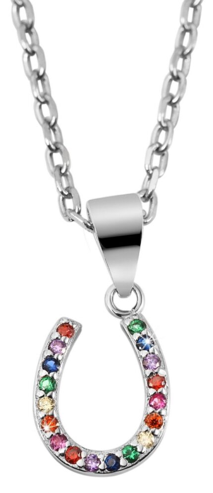 925/- Echt Silber Anhänger ohne Kette "Samah", Hufeisen mit Zirkoniasteinen, ...