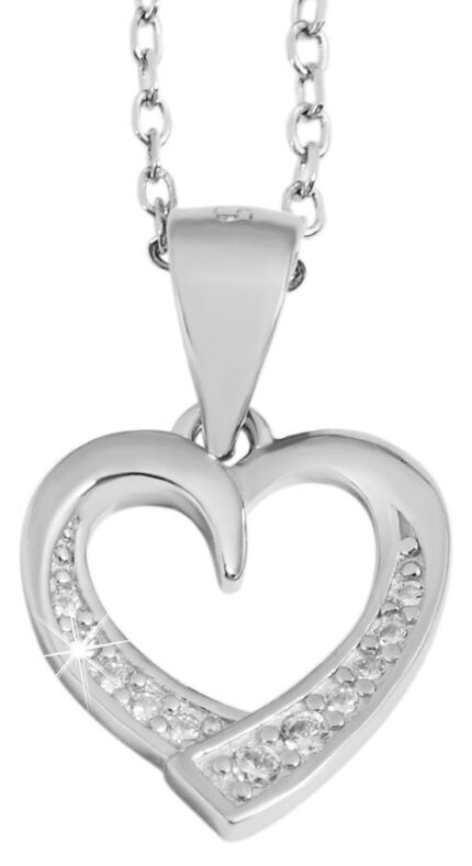 925/- Echt Silber Anhänger ohne Kette "Hedwig", herzförmig, Zirkoniabesatz, 9...