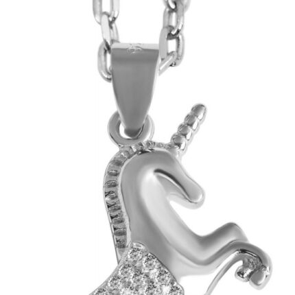 925/- Echt Silber Anhänger ohne Kette "Anka", Einhorn mit Zirkoniabesatz, 925...
