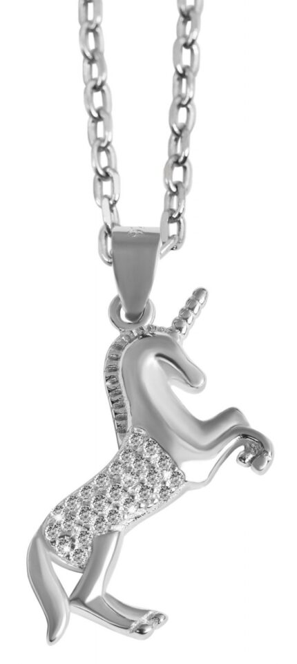 925/- Echt Silber Anhänger ohne Kette "Anka", Einhorn mit Zirkoniabesatz, 925...