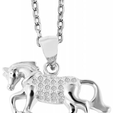 925/- Echt Silber Anhänger ohne Kette "Barbika", Pferd mit Zirkoniabesatz, 92...
