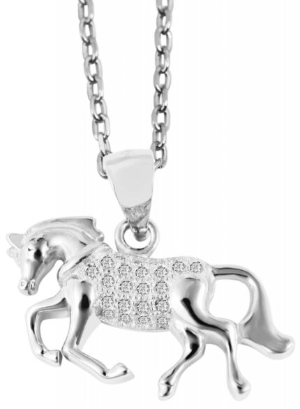925/- Echt Silber Anhänger ohne Kette "Barbika", Pferd mit Zirkoniabesatz, 92...