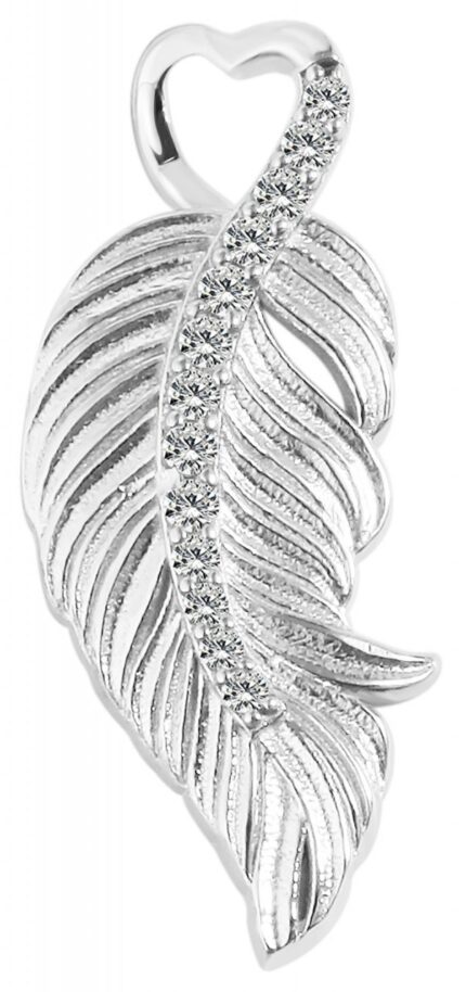 925/- Echt Silber Anhänger ohne Kette "Barwick", Feder, Zirkoniabesatz, 925/r...
