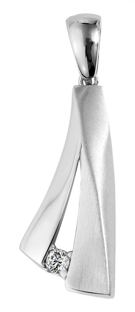 925/- Echt Silber Anhänger ohne Kette "Vanja", Zirkoniabesatz, 925/rhodiniert