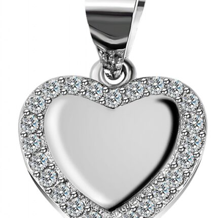 925/- Echt Silber Anhänger ohne Kette "Antje", Herz mit Zirkoniabesatz, 925/r...