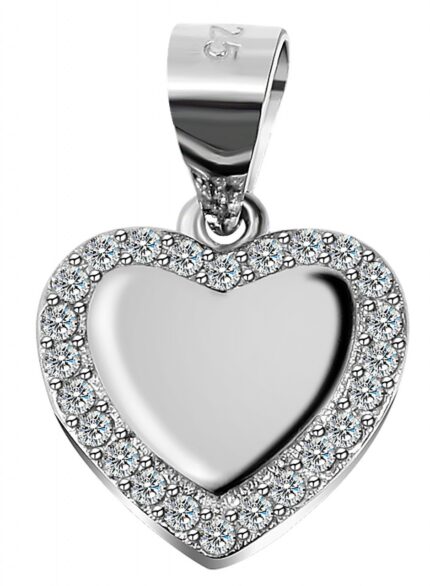 925/- Echt Silber Anhänger ohne Kette "Antje", Herz mit Zirkoniabesatz, 925/r...