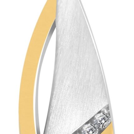 925/- Echt Silber Anhänger ohne Kette "Manon", Zirkoniabesatz, bicolor, matt/...
