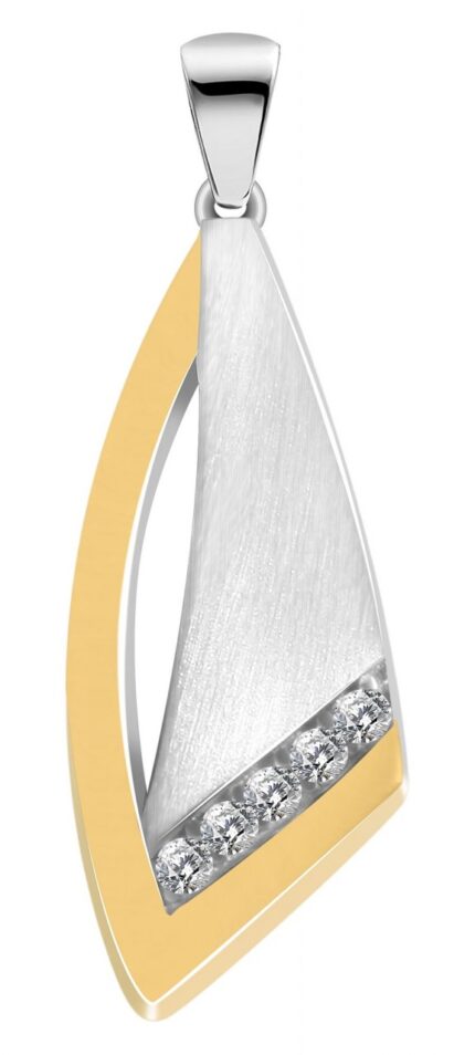 925/- Echt Silber Anhänger ohne Kette "Manon", Zirkoniabesatz, bicolor, matt/...