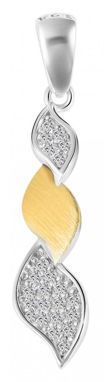 925/- Echt Silber Anhänger ohne Kette "Aimée", Zirkoniabesatz, bicolor, 925/r...