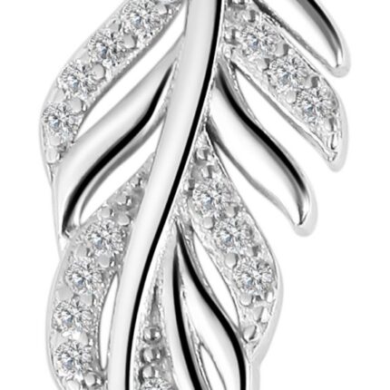 925/- Echt Silber Anhänger ohne Kette "Akina", Blatt mit Zirkoniabesatz, 925/...