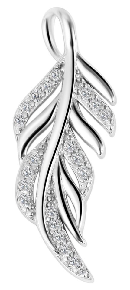 925/- Echt Silber Anhänger ohne Kette "Akina", Blatt mit Zirkoniabesatz, 925/...