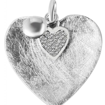 925/- Echt Silber Anhänger ohne Kette "Ava", mattiertes Herz, 925/rhodiniert