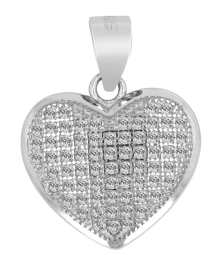 925er Echt Silber Anhänger Herz mit Zirkonia "Meyla" rhodiniert - Image 1