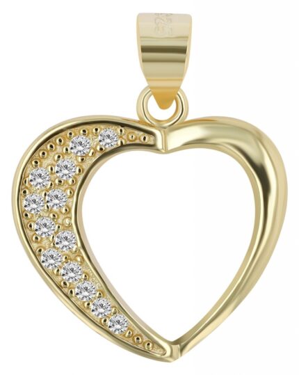 925/- Echt Silber Herzanhänger "Malou", vergoldet oder rhodiniert mit Zirkoni...