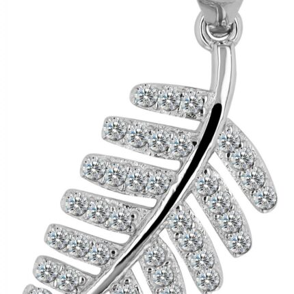 Echt Silber Anhänger Blatt "Quendrim" mit Zirkoniabesatz, rhodiniert