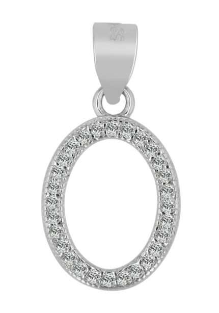 925/- Sterling Silber Anhänger oval mit Zirkoniabesatz "Ebrar", rhodiniert