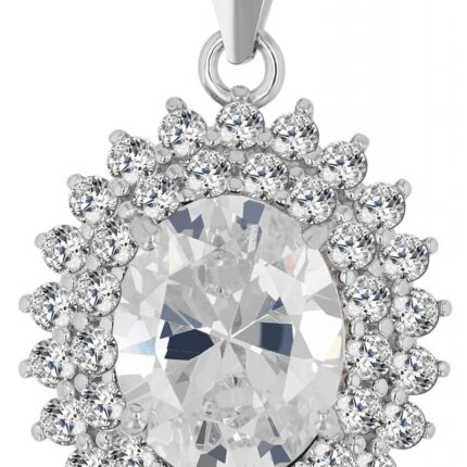 925er Sterling Silber Kettenanhänger "Lani" oval rhodiniert mit Zirkoniabesatz