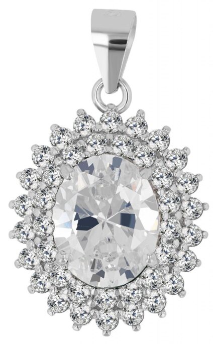 925er Sterling Silber Kettenanhänger "Lani" oval rhodiniert mit Zirkoniabesatz