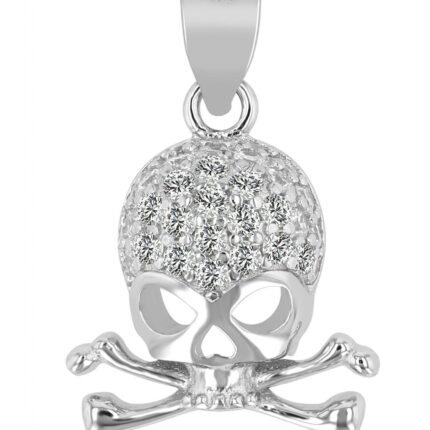 925er Echt Silber Totenkopfanhänger "Tora", Zirkoniabesatz, rhodiniert