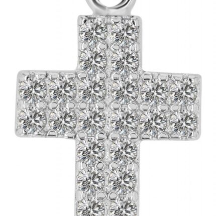 925er Echt Silber Kreuz Anhänger "Thesaly", Zirkoniabesatz, rhodiniert