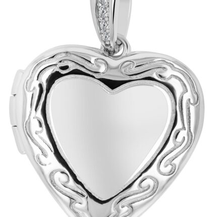 925/- Echt Silber Medaillon Herz "Kinsley" mit Zirkonia, rhodiniert