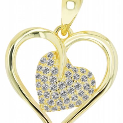 925/- Echt Silber Anhänger Herz "Weston" mit Zirkonia, vergoldet oder rhodiniert