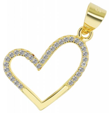 925/- Echt Silber Anhänger Herz "Carlee" mit Zirkonia, vergoldet oder rhodiniert