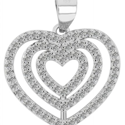 925/- Echt Silber Herz Anhänger "Abigail" mit Zirkoniabesatz, rhodiniert