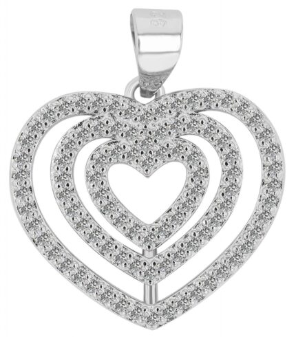 925/- Echt Silber Herz Anhänger "Abigail" mit Zirkoniabesatz, rhodiniert